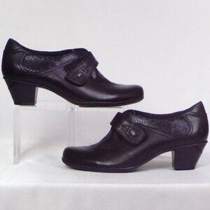 EARTH black mid-heel ankle booties unknown small size (7 approx.) leather Uppers